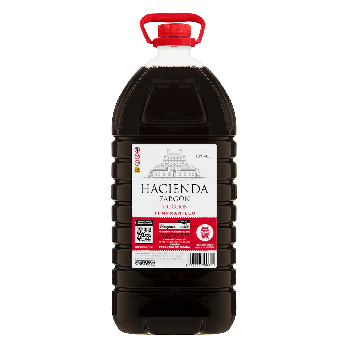 Vino tinto tempranillo Hacienda Zargón