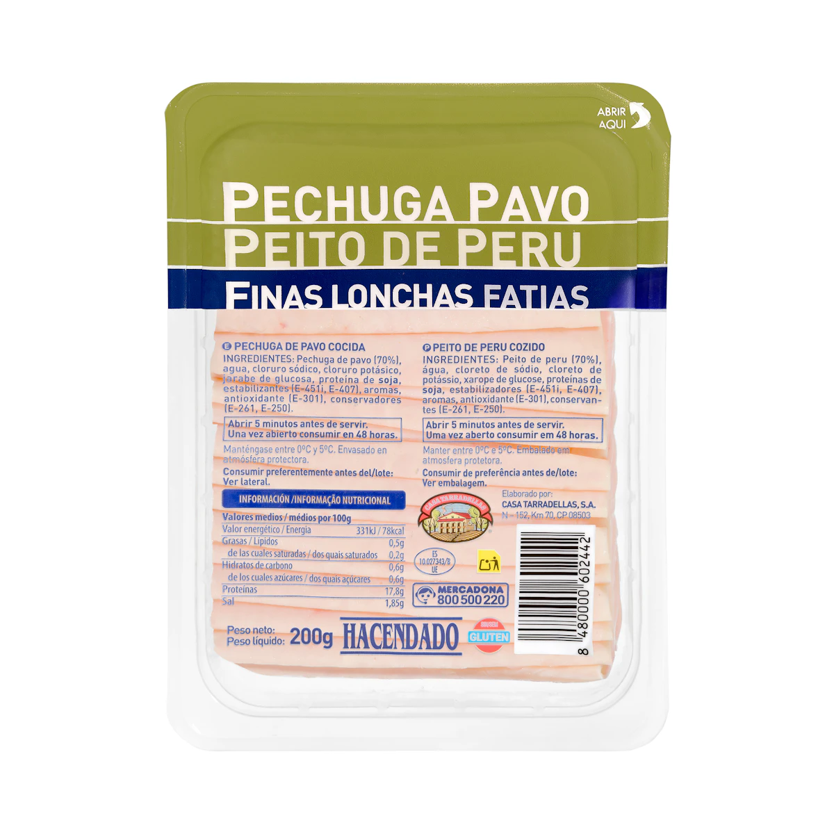 Pechuga de pavo Hacendado finas lonchas