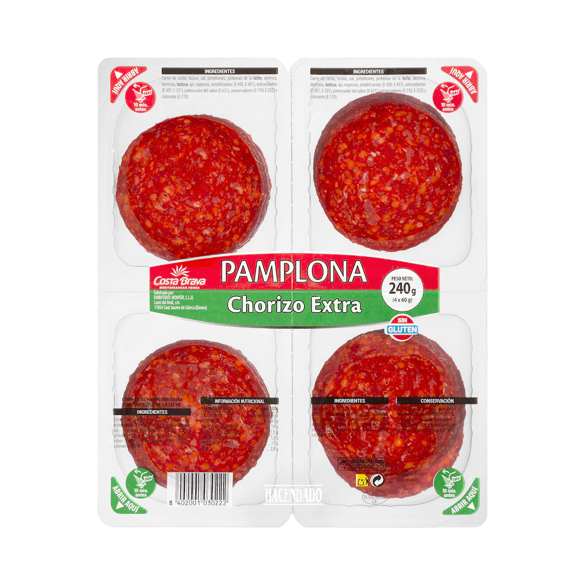 Chorizo Pamplona extra Hacendado lonchas