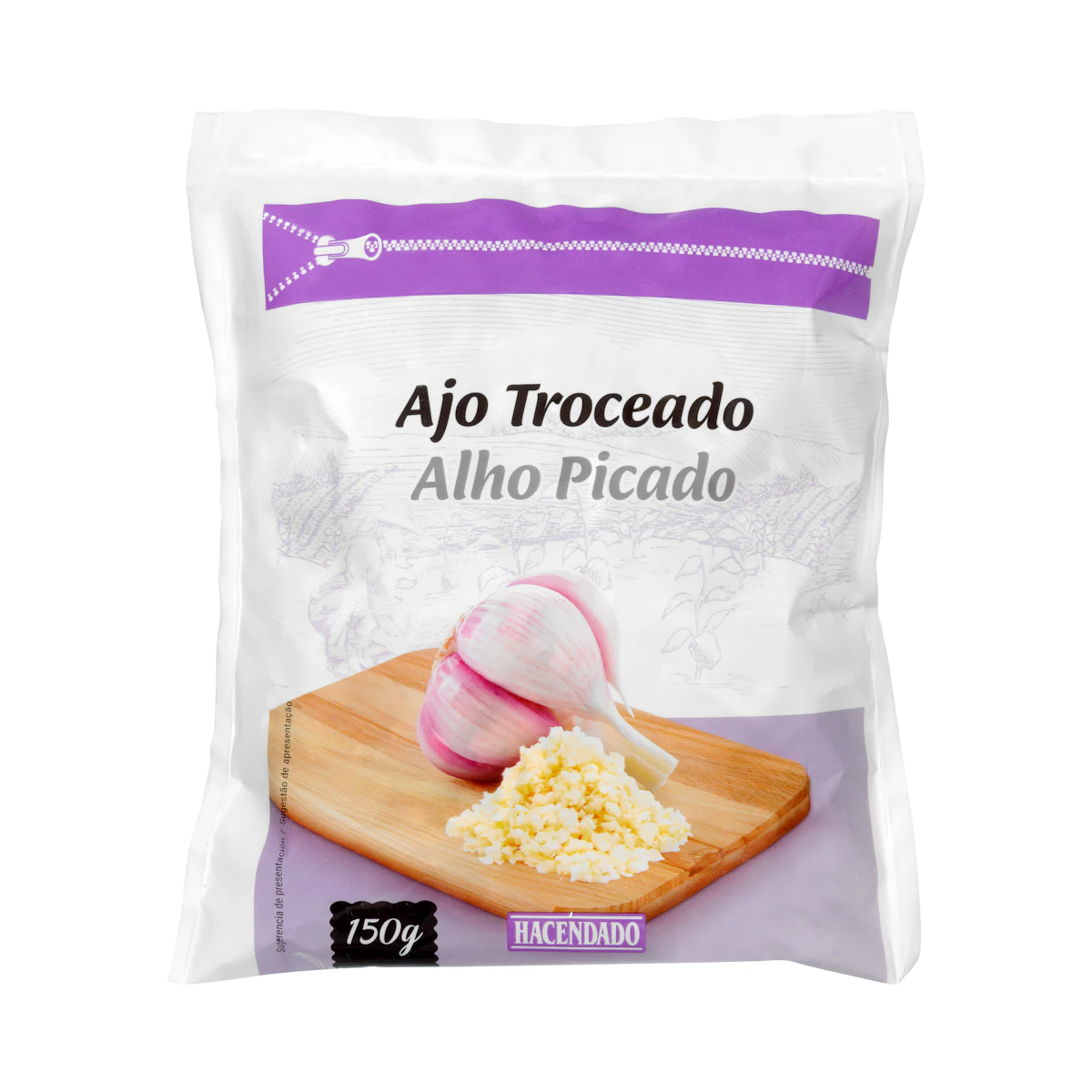 Ajo troceado Hacendado ultracongelado