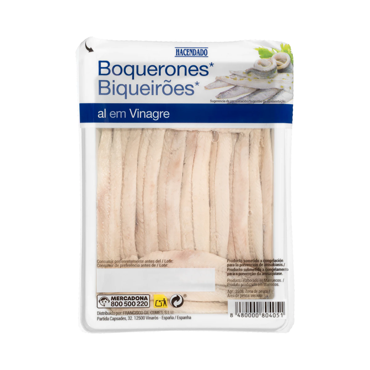 Boquerones en vinagre Hacendado en aceite de girasol