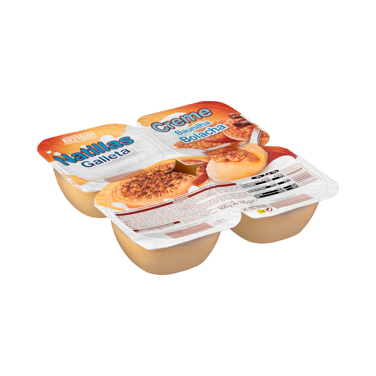 Natillas sabor vainilla con galleta Hacendado